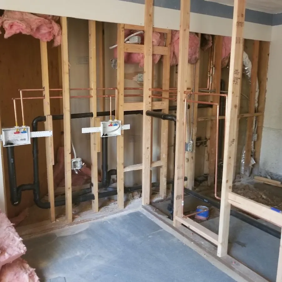 Copper pipe rough-in and plumbing installation in Portage